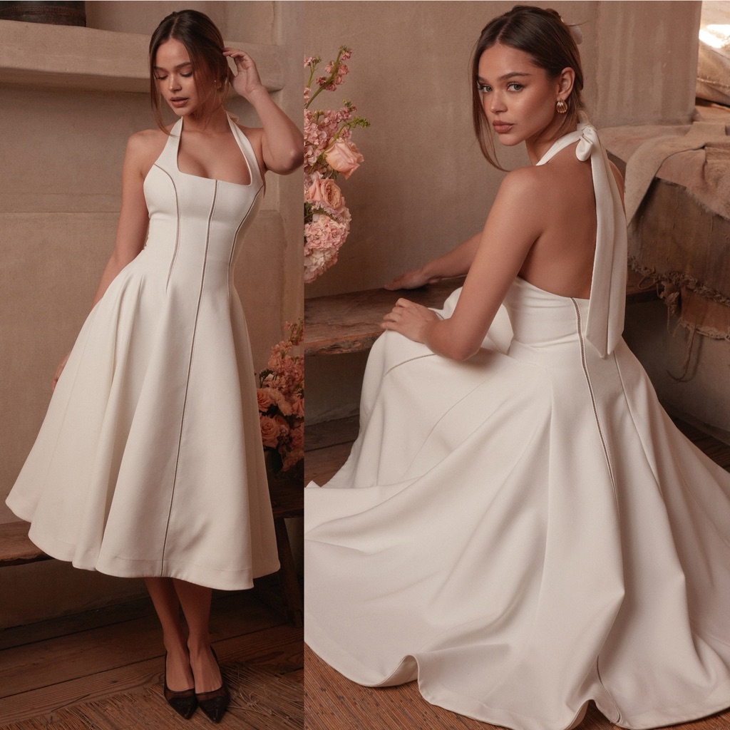 House Of Cb 'Loulou' Ivory Halter Neck Midi Dress Size Xs Nwot